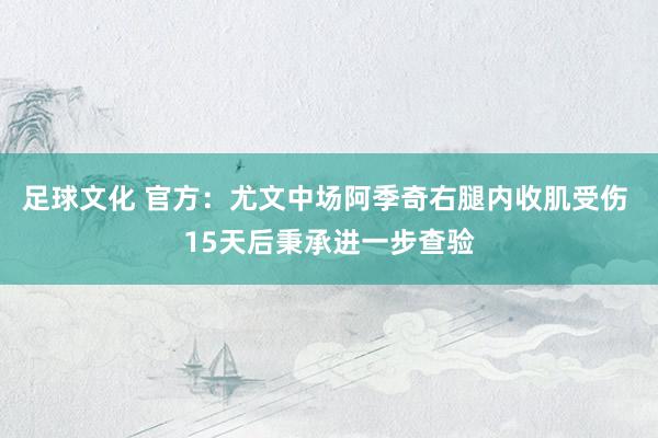 足球文化 官方：尤文中场阿季奇右腿内收肌受伤 15天后秉承进一步查验