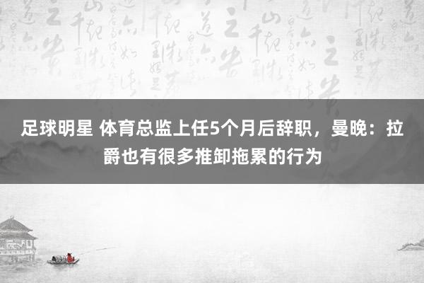 足球明星 体育总监上任5个月后辞职，曼晚：拉爵也有很多推卸拖累的行为