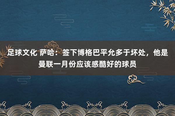 足球文化 萨哈：签下博格巴平允多于坏处，他是曼联一月份应该感酷好的球员