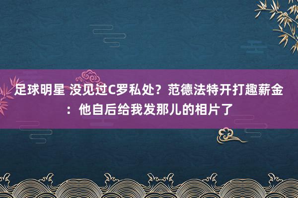 足球明星 没见过C罗私处？范德法特开打趣薪金：他自后给我发那儿的相片了