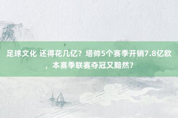 足球文化 还得花几亿？塔帅5个赛季开销7.8亿欧，本赛季联赛夺冠又黯然？