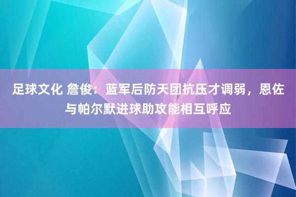 足球文化 詹俊：蓝军后防天团抗压才调弱，恩佐与帕尔默进球助攻能相互呼应