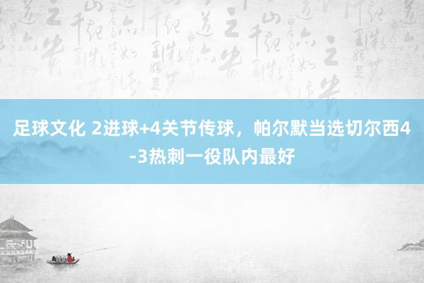 足球文化 2进球+4关节传球，帕尔默当选切尔西4-3热刺一役队内最好